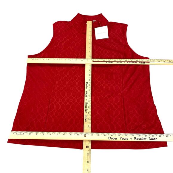 Croft Barrow Womens Fleece Vest Zip Mock Neck Size XL  Red -Retail: $36 - Picture 8 of 11
